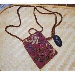 Bohemian beaded cross shoulder mini purse